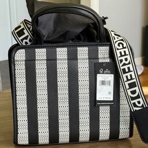 Karl Lagerfeld Monochrome Striped Messenger Bag